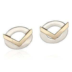 14k Geometric Silver & Gold-Tone V-Shaped Stud Earrings